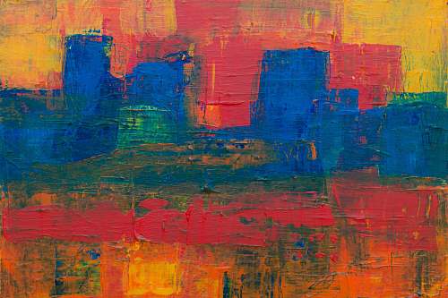 modern art blue, yellow, and red abstract painting art